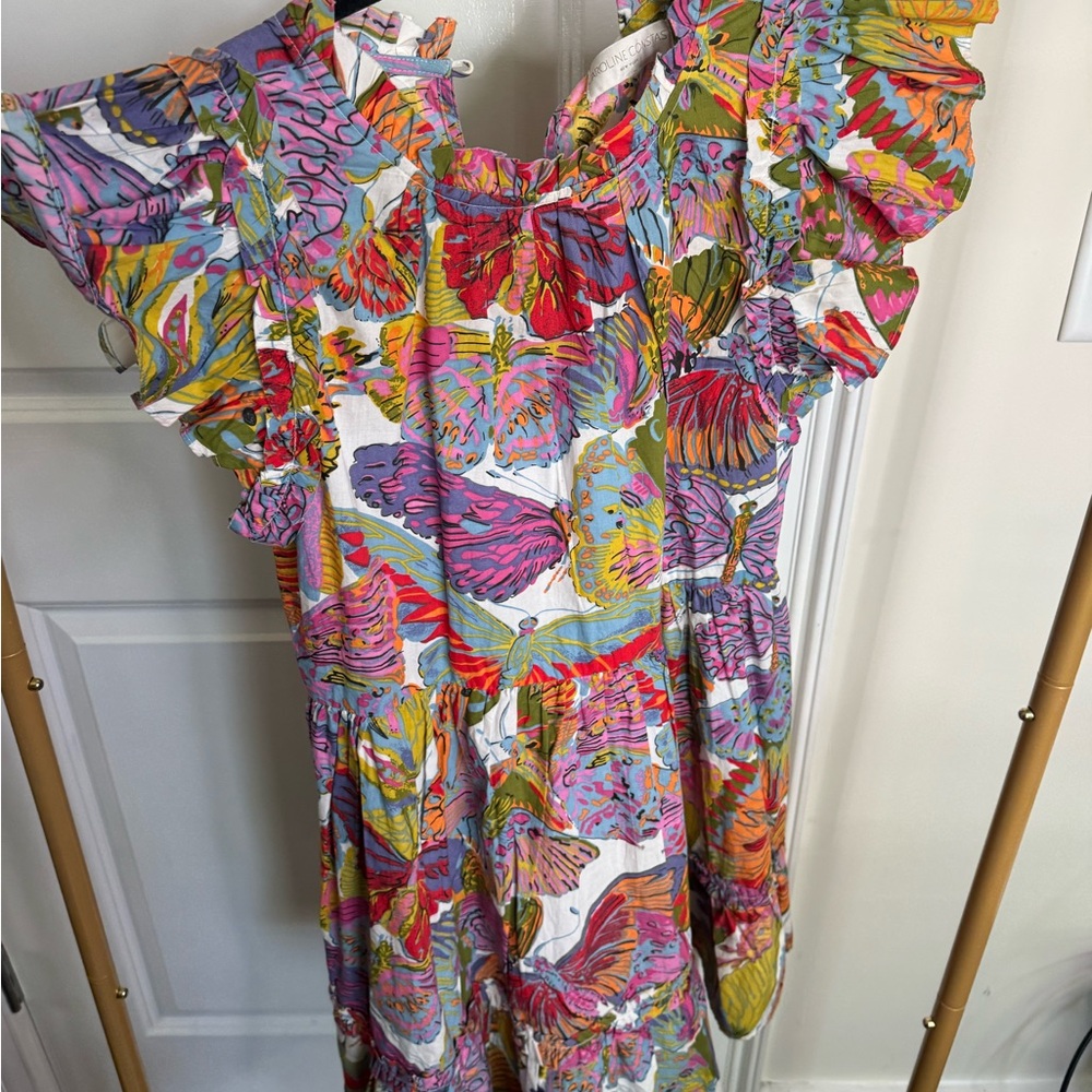 Caroline Constas Butterfly Print Ruffle Sleeve Dress